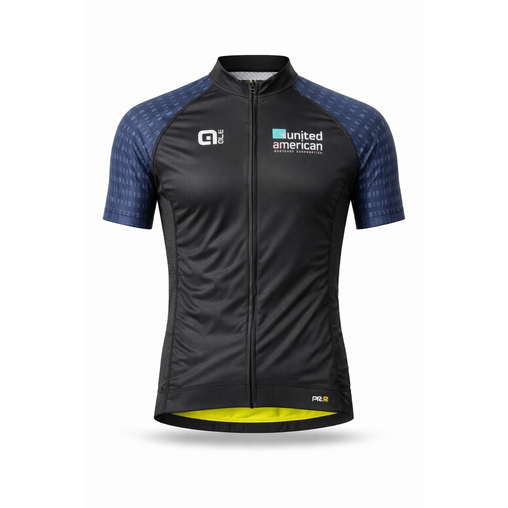 Ale PR.R Cycling Jersey Mens XL Black‎ Blue Short Sleeve Full Zip Made in Italy